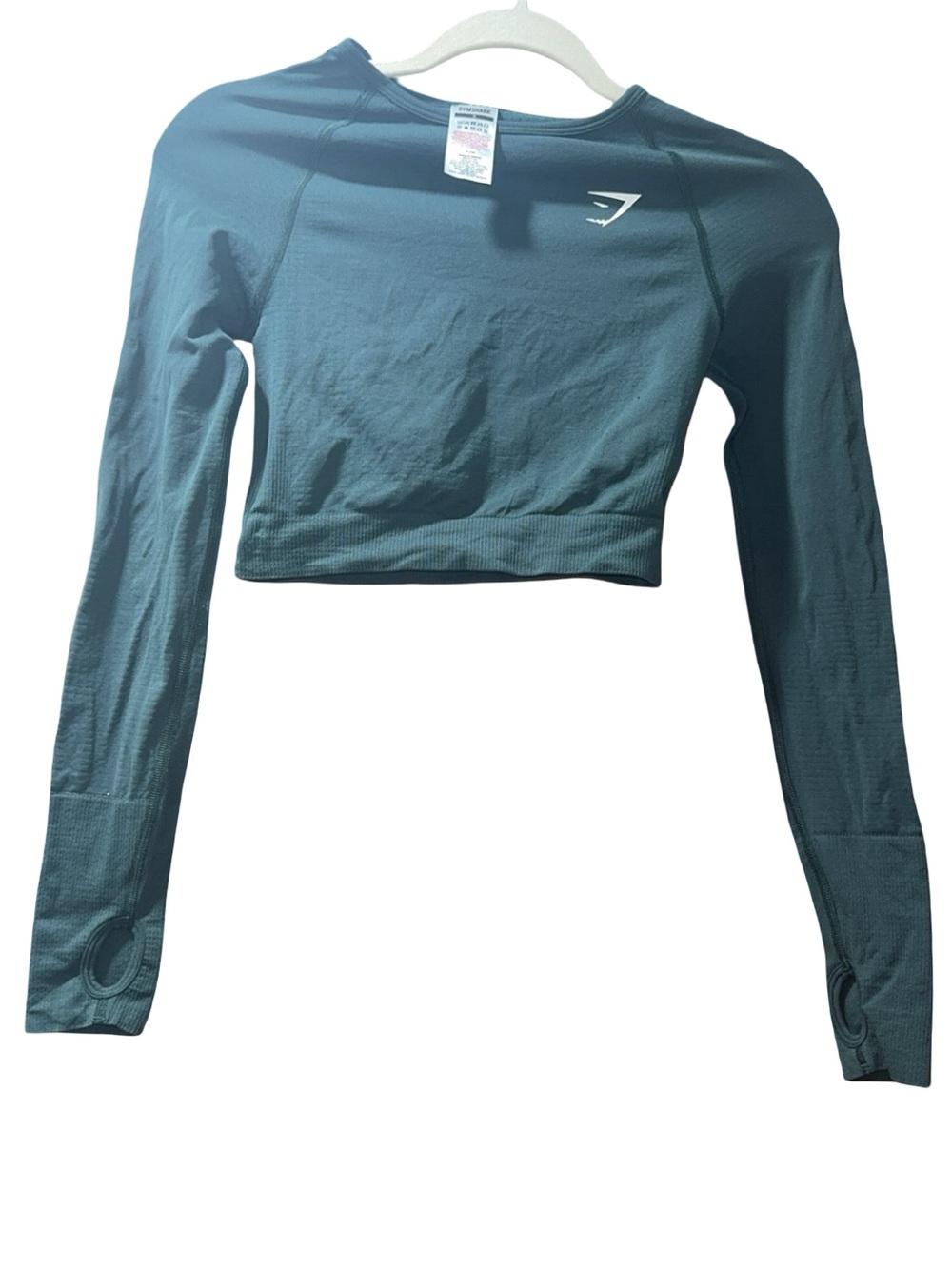 Gymshark Deep Green Long Sleeve Crop Top with Thumbholes
